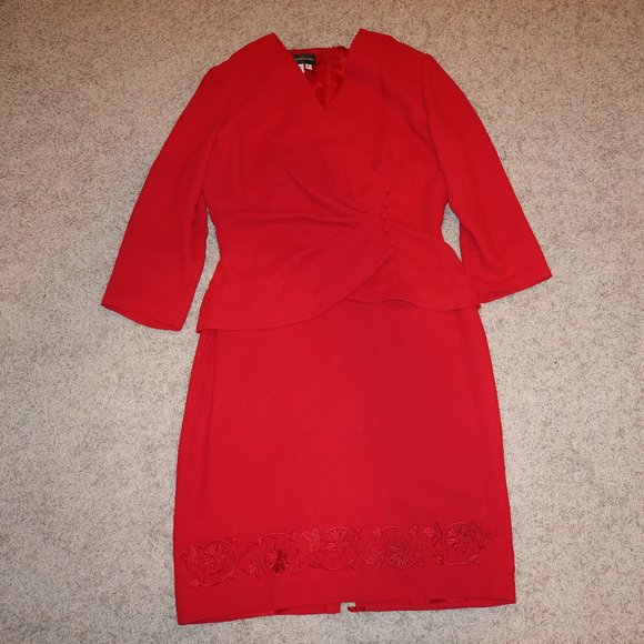 Women's Size 12 Candy Apple Red Long Sleeve Semi-Formal Dress - Like New - Picture 1 of 6